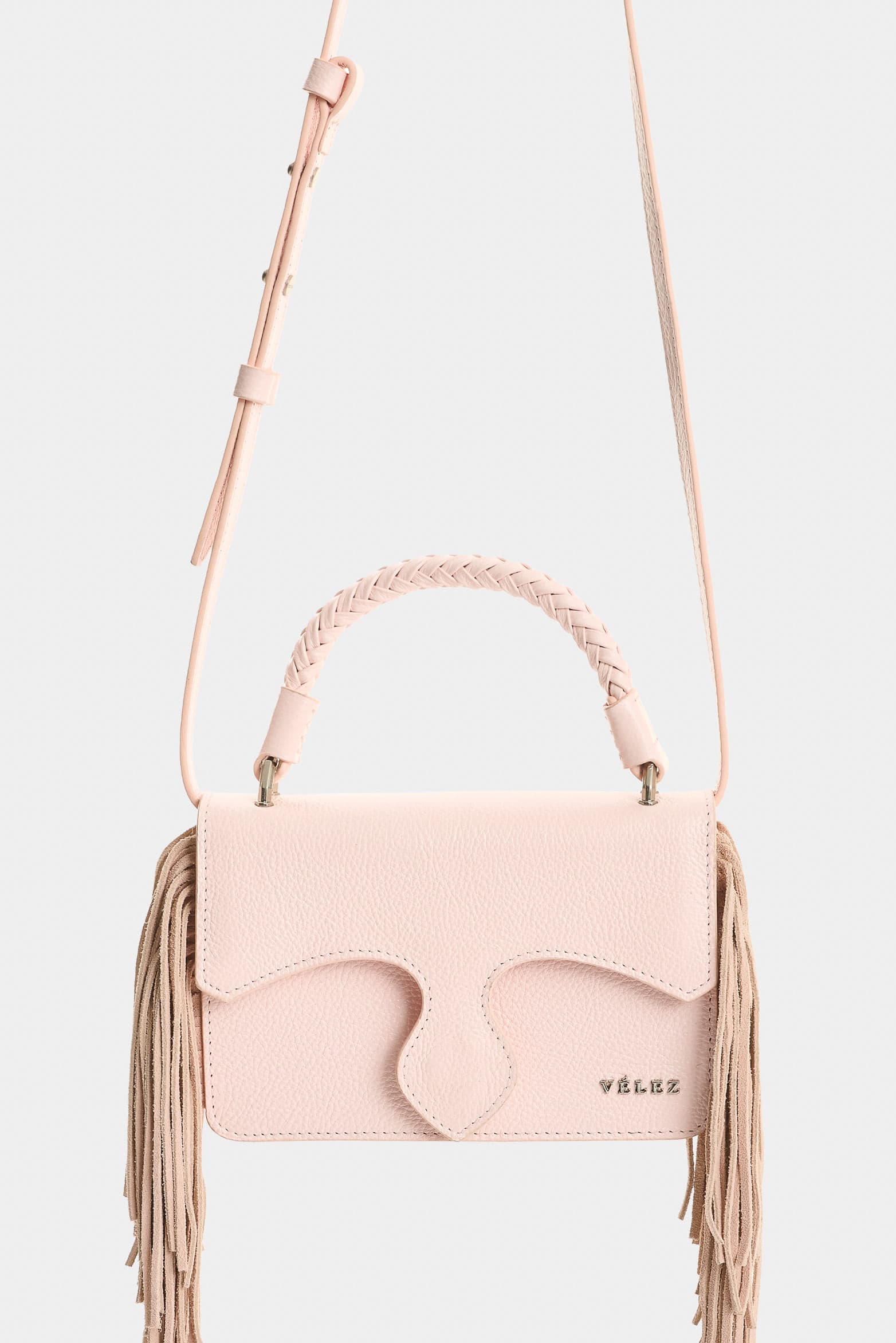 Bandolera mini Garniel de cuero con flecos para mujer