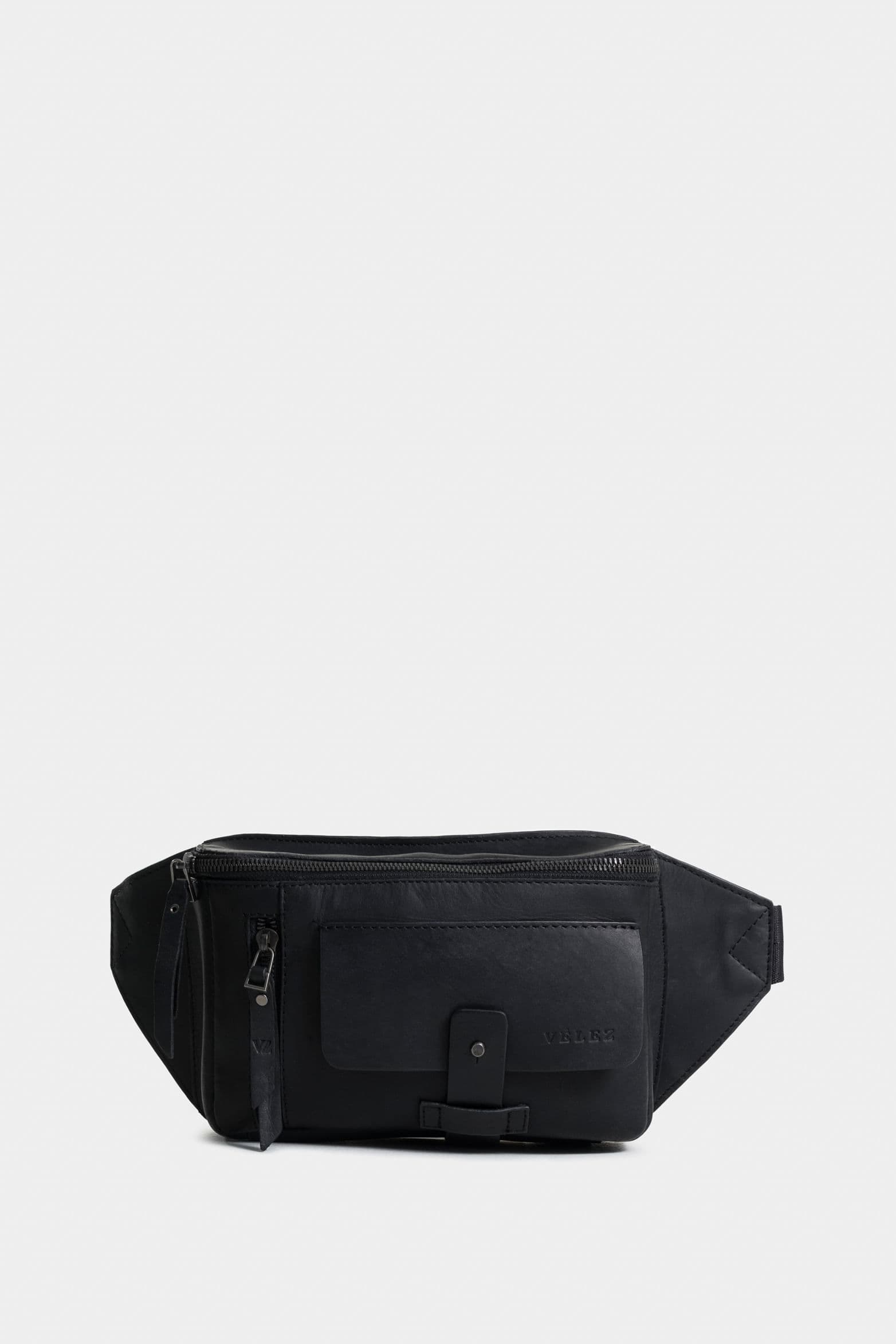 Riñonera casual Tacubade cuero vintage Negro