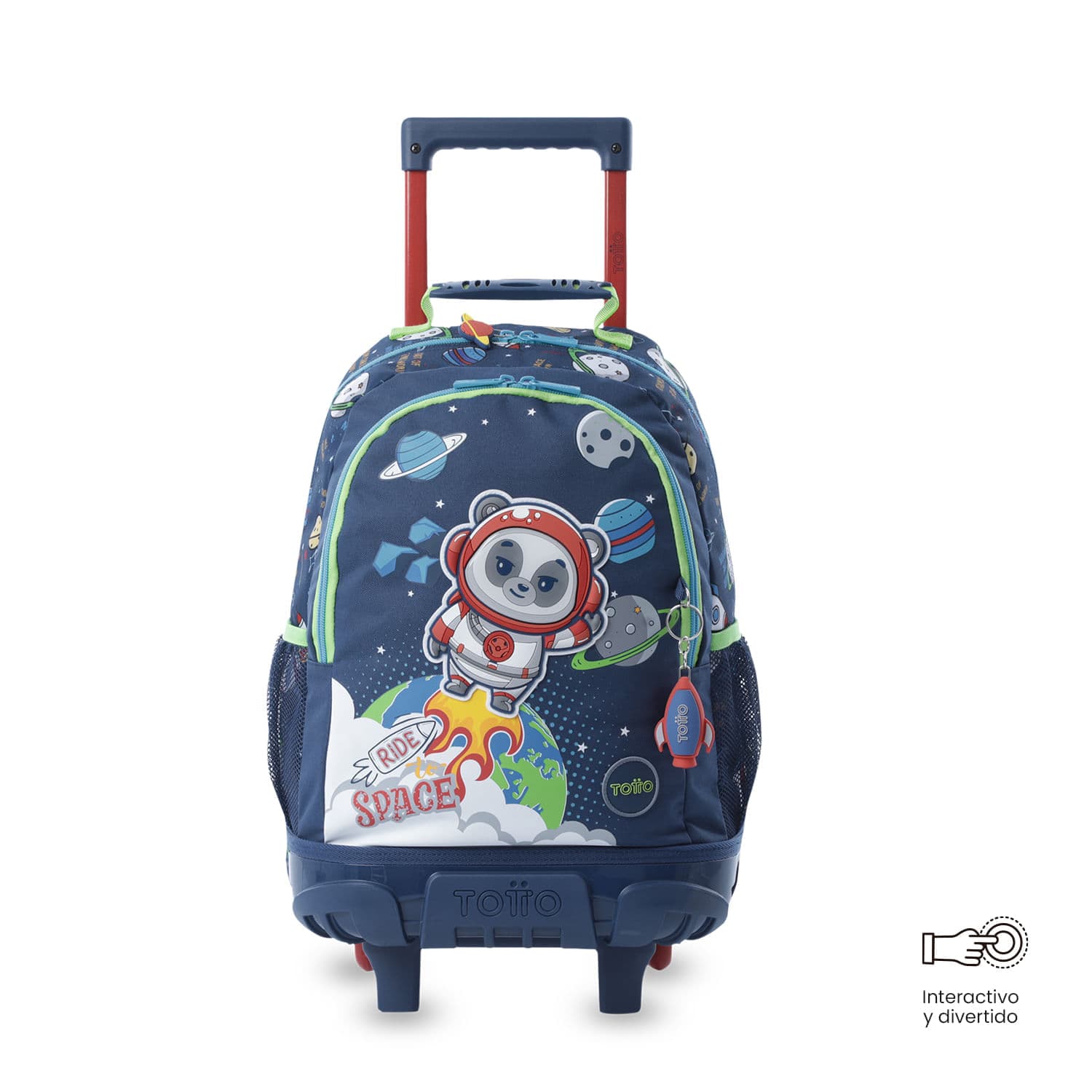 Maleta para Niño con ruedas + Libro Para Colorear Panda Space Azul